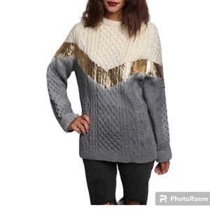 Rag Union X Urban Renewal Ombré Fouled Fisherman Wool Chunky Sweater Size L